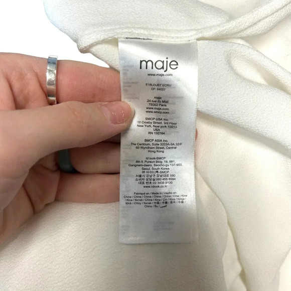 Maje Loust Bee Embellished Blouse Ecru Cream Size‎ 2 US Medium - Picture 10 of 11